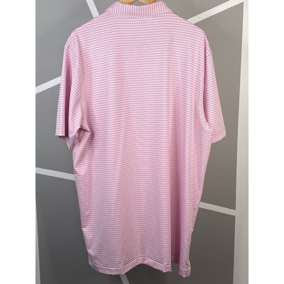 Peter Millar Summer Comfort Pink Bloom Heritage Stripe Golf Polo Mens XL Stretch - Picture 2 of 16